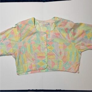 Vintage Koala Blue Pastel Geometric Top